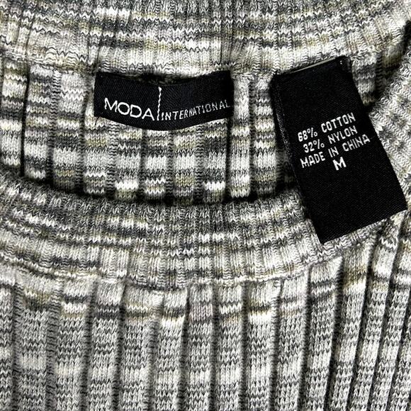 Moda International Ribbed Knit Scoop Neck Gray Tank Bodycon Midi Dress Medium - Picture 6 of 6